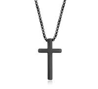 Hshenjhu Collana Croce, Crocifisso Collana Acciaio Inox, Croce Collane Girocollo per Uomo Donna, Collanina Cattolico Pendente per Regali di Pasqua Il Giorno del Ringraziamento