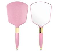 Hshenjhu Specchio Mano, Specchio Barbiere con Comoda Maniglia, Mirror Cosmetico Quadrato, Mirror Trucco Portatile Viaggio, per Tavolo da Trucco, la Pulizia, Viaggio, Radersi (Rosa)