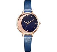 HSHTTKL Regalo di compleanno Orologio alla moda creativo, orologio da polso dal design romantico con quadrante a stelle di luna, orologio con movimento al quarzo con cinturino in pelle