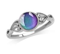 Hsitgexf Anelli vintage in argento con cristalli misti sensibili alla temperatura che cambiano il colore degli anelli dell'umore, oggetti di scena chic per costumi per feste di compleanno anello gioielli bomboniere (US Taglia 7)