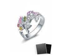 HSIXHAF 1 pcs Anello di unicorno arcobaleno con strass di apertura regolabile Cartoon Unicorn Ragazze Anello, Regalo per figlia, nipote, figlia di un amico