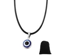 HSIXHAF 1 PCS Occhio Malvagio Ciondolo Collana Bohemia Occhio Blu Piccolo Punto Choker Turco Vetro Pelle Nera Corda Catena Collana Gioielli per Le Donne E Le Ragazze Fortunato Protezione Ragazze