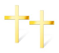 HSIXHAF 2 pcs Topper Torta Croce Decorazione Torta Croce Dorato in Acrilico Croce per Decorazione Torta Cake Prima Comunione Matrimonio Battesimo Cresima, famiglia, Oro
