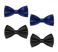 HSIXHAF 4 PCS Papillon Uomo, Papillon Regolabile da Uomo con Gancio, Papillon Pre-legati in Tinta Unita per Bambini Adulto, Cravatta a Farfalla già Annodato per Feste, Matrimonio, Nero e Blu Navy