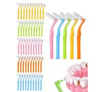 HSIXHAF 50 pezzi spazzole interdentali, spazzolini interdentali a forma di L, in 5 misure con manico antiscivolo, spazzole dentali per la pulizia dei denti, intermediari