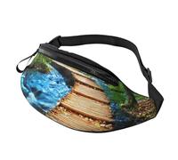 HSJFS 3D Wall Underwater world fish stampato Fashion Marsupio Regolabile Marsupio Sacchetto Del Sacchetto Casuale Petto, Acqua di flusso del ponte di legno, Taglia unica