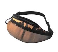 HSJFS Airplane Cockpit stampato Sport Crossbody Waist Bag Casual Chest Bag, boston, charles, fiume, orizzonte, città, tramonto, Taglia unica