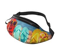 HSJFS Bella stampa floreale moda marsupio marsupio regolabile marsupio casual, Infradito su una spiaggia sabbiosa, Taglia unica