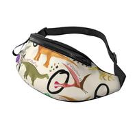 HSJFS Borsa a tracolla sportiva con stampa a righe con bandiera americana, Alfabeti di apprendimento alla moda con dinosauri, Taglia unica