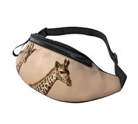 HSJFS Borsa a tracolla sportiva stampata con motivo mimetico, Due giraffa in esecuzione sul Barren, Taglia unica