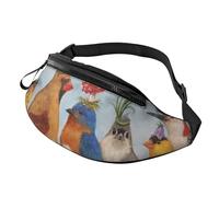 HSJFS Carino Llama Floreale Stampato Moda Marsupio Regolabile Marsupio Sacchetto Casuale Petto, Festa con animali., Taglia unica