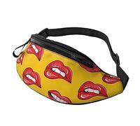 HSJFS Carino Pet Pug stampato Sport Crossbody Marsupio Casual Chest Bag, Le donne sorridenti e mordono le sue labbra rosse, Taglia unica