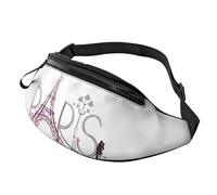 HSJFS Carino Pet Pug stampato Sport Crossbody Marsupio Casual Chest Bag, Torre Eiffel Con Parigi Coppia Viaggio Fiori Floreale, Taglia unica