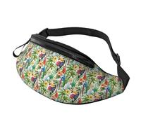 HSJFS Carino Pet Pug stampato Sport Crossbody Marsupio Casual Chest Bag, Tucani Pappagallo Foglie di Palma, Taglia unica