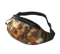 HSJFS Carino Pig stampato Moda Marsupio Cintura Regolabile Casual Borsa Petto, Arrosto pollo gallina fattoria, Taglia unica