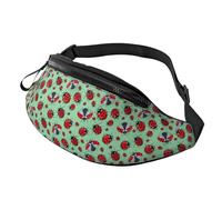 HSJFS Carino Pig stampato Moda Marsupio Cintura Regolabile Casual Borsa Petto, Coccinelle rosse su uno sfondo blu, Taglia unica