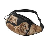 HSJFS Carino Pig stampato Moda Marsupio Cintura Regolabile Casual Borsa Petto, Golden Retrievers, Taglia unica
