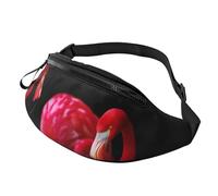 HSJFS Cartone animato Animale stampato Moda Marsupio Regolabile Marsupio Sacchetto Casuale Petto, Fenicotteri in sfondo nero, Taglia unica