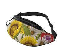 HSJFS Colorato calcio stampato Moda Marsupio Regolabile Marsupio Sacchetto Casual Petto, Api Girasoli Margherita Rosa Fiori, Taglia unica