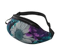 HSJFS Colorful fiore farfalla stampato Sport Crossbody Waist Bag Casual Chest Bag, Viola Bianco Floreale, Taglia unica