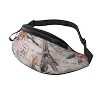 HSJFS Colorful Graffiti modello stampato moda marsupio regolabile cintura casual petto Bag, Fiore Parigi Torre Eiffel, Taglia unica