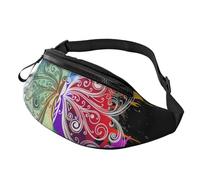 HSJFS Colorful Graffiti modello stampato moda marsupio regolabile cintura casual petto Bag, Motivo con farfalle colorate., Taglia unica