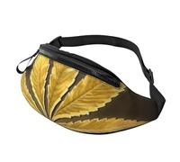 HSJFS Cranio Rosa stampato Moda Marsupio Cintura Regolabile Borsa Casual Petto, Cannabis dorata, Taglia unica