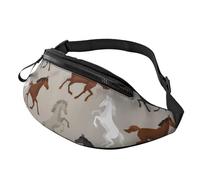 HSJFS Flamingo Uccello Foglie Rotonde Stampato Moda Marsupio Regolabile Marsupio Sacchetto Casuale Petto, Cavallo carino., Taglia unica