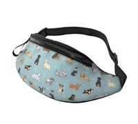 HSJFS Lupo Howling At The Moon stampato Fashion Marsupio Regolabile Marsupio Pouch Casual Chest Bag, Cuccioli Doodles, Taglia unica