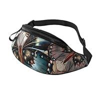 HSJFS Lupo Howling At The Moon stampato Fashion Marsupio Regolabile Marsupio Pouch Casual Chest Bag, Fiori e farfalle., Taglia unica