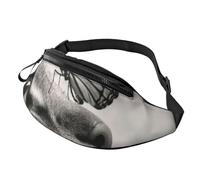 HSJFS Mappa del mondo stampato Sport Crossbody Marsupio Casual Chest Bag, Gatto farfalla., Taglia unica