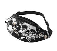 HSJFS Marsupio con stella marina in legno blu sulla spiaggia scenario stampato moda marsupio cintura regolabile casual borsa toracica, Sfondo teschio, Taglia unica