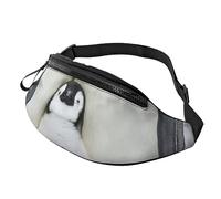 HSJFS Marsupio con stella marina in legno blu sulla spiaggia scenario stampato moda marsupio cintura regolabile casual borsa toracica, Carino Pinguini Famiglia, Taglia unica