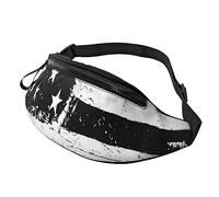 HSJFS Runner Bull Skull stampato Sport Crossbody Marsupio Casual Petto Bag, Bandiera americana bianca e nera., Taglia unica
