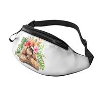 HSJFS Sacchetto di petto casuale del sacchetto della vita del sacchetto della vita regolabile del sacchetto della vita di modo stampato colorato gnomi, Foglie di bradipo carine, Taglia unica