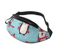 HSJFS Sunset Palm stampato Moda Marsupio Cintura Regolabile Casual Borsa Petto, Inverno Natale Pinguini, Taglia unica