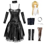 HSJZBQSM Costume Cosplay Anime di Misa Amane, Death Note, Dothic, Abito Nero, Costume Lolita, Set Halloween (Nero + Parrucca, XXL)