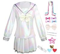 HSJZBQSM Costume Cosplay di Needy Girl Overdose con parrucca, KAngel Cosplay Dress, Ame Chan JK Uniform, Set Completo (Bianco+Parrucca, XXL)