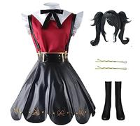HSJZBQSM Costume Cosplay di Needy Girl Overdose con parrucca, KAngel Cosplay Dress, Ame Chan JK Uniform, Set Completo (Rosso+Parrucca, 3XL)