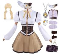HSJZBQSM Set Cosplay di Magi Madoka Magica con Collana e Anello, Akemi Homura, Kyoko, Tomoe Mami, Miki Sayaka (Giallo+Parrucca, 3XL)