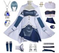 HSJZBQSM Set Cosplay di Magi Madoka Magica con Collana e Anello, Akemi Homura, Kyoko, Tomoe Mami, Miki Sayaka (Blu+Parrucca, 2XL)