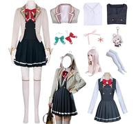HSJZBQSM Uniforme scolastica cosplay Anime Mikhailovna Kujou, set completo con parrucca, uniforme per feste di Halloween (Abito + Parrucca, L)