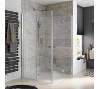 HSK Atelier Plan porte pliante entrée d'angle en 4 parties, dimensions : 90,0 cm x 80,0 cm x 200,0 cm, 17288017-41-50edelglas, 17288017-41-50edelglas, Cabine doccia: Aspetto cromato: ESG trasparente c