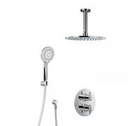 HSK Ensemble de douche 1.04 rond, avec bras au plafond rond, chromé, 1002104-RKB1-KB10, 1002104-RKB1-KB10, Versione: con soffione tondo, superpiatto, Ã250 mm, altezza 2 mm