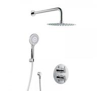 HSK Ensemble de douche 1.04 rond, avec support mural rond courbe, chromé, 1002104-KB5, 1002104-KB5, Versione: con soffione doccia rotondo, piatto, Ã400 mm, altezza 8 mm