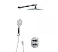 HSK Ensemble de douche 1.04 rond, avec support mural rond droit, chromé, 1002104-RKB7-KB5, 1002104-RKB7-KB5, Versione: con soffione doccia rotondo, piatto, Ã400 mm, altezza 8 mm