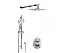 HSK Ensemble de douche 1.05 rond, avec support mural droit, chromé, 1002105-RKB7-KB5, 1002105-RKB7-KB5, Versione: con soffione doccia rotondo, piatto, Ã400 mm, altezza 8 mm