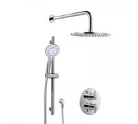 HSK Ensemble de douche 1.05 rond, avec support mural rond courbe, chromé, 1002105-KB5, 1002105-KB5, Versione: con soffione doccia rotondo, piatto, Ã400 mm, altezza 8 mm