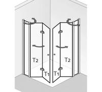 HSK Exklusiv entrée d'angle avec portes pliantes sur le côté, dimensions : 90 x 90 x 200 cm, 428018-01-50, 428018-01-50, Cabine doccia: Alluminio-argento opaco: ESG trasparente