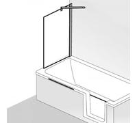 HSK Favorit Nova panneau latéral pour fixation baignoire, dimensions : 75 x 140 cm, butée : droite/gauche (orientable), 163075--01-50edelglas, 163075--01-50edelglas, Cabine doccia: Alluminio-argento o